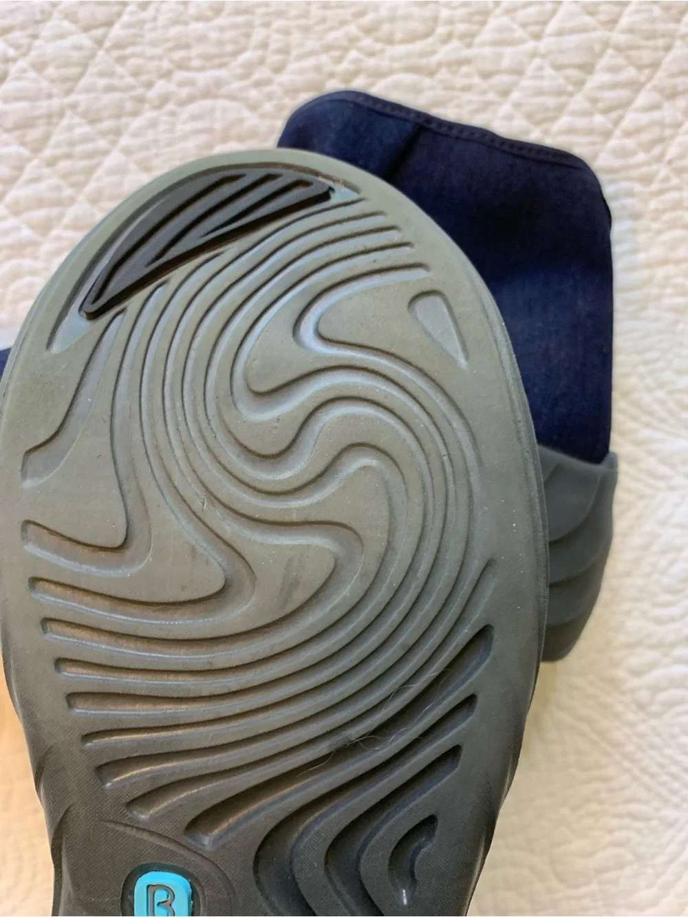 Bzees Zora Wedge Boots in Navy Denim with Rounded Toe Box Mud Guard